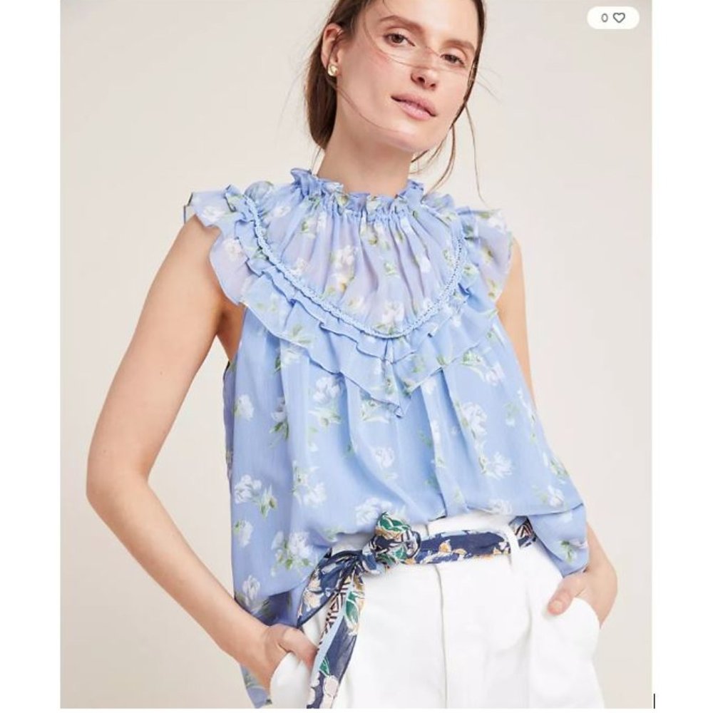 Ranna Gill Lavender Fields Blouse with Ruffles from Anthropologie - Size Small